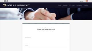 
                            2. Create a new account - Eagle Aurum Company