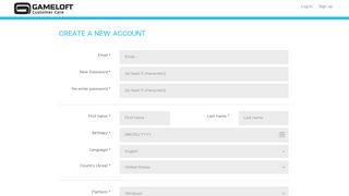 
                            6. Create a new account - Gameloft Support