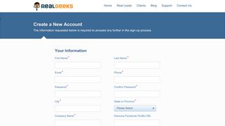 
                            9. Create a New Account - Real Geeks