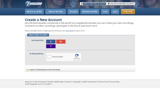 
                            1. Create a New Account | SingSnap Karaoke