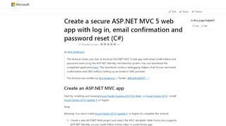 
                            2. Create a secure ASP.NET MVC 5 web app with log in, email ...