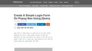 
                            5. Create A Simple Login Form On Popup Box Using jQuery.