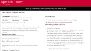 
                            4. Create Account - Admission Services - Rutgers University