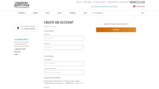 
                            5. Create Account - Country Outfitter