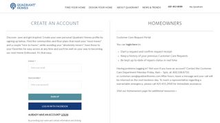 
                            3. Create Account - Quadrant Homes