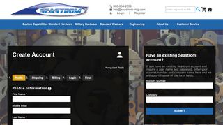 
                            3. Create account - Seastrom Manufacturing