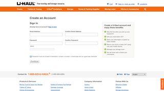 
                            2. Create account - U-Haul