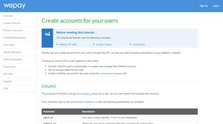 
                            2. Create accounts for your users - WePay