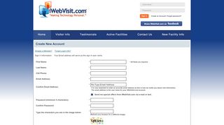 
                            4. Create an Account - iWebVisit Visit Scheduling