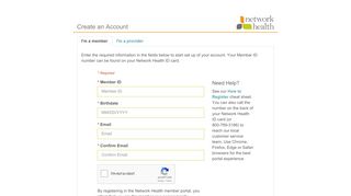 
                            3. Create an Account - login.networkhealth.com