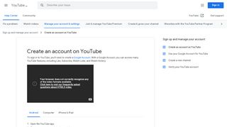 
                            4. Create an account on YouTube - Android - YouTube Help