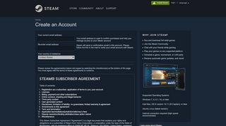 
                            1. Create an Account - Welcome to Steam