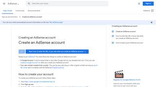 
                            6. Create an AdSense account - AdSense Help