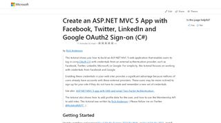 
                            1. Create an ASP.NET MVC 5 App with Facebook, Twitter ...