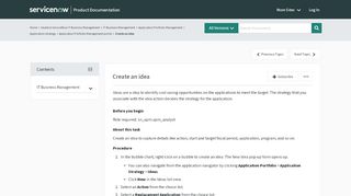 
                            6. Create an idea | ServiceNow Docs