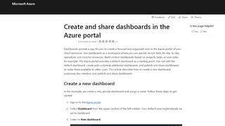 
                            2. Create and share Azure portal dashboards | Microsoft Docs
