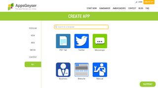 
                            5. Create App - AppsGeyser