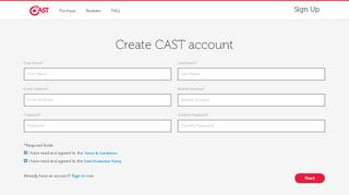 
                            3. Create CAST account - cast.singtel.com