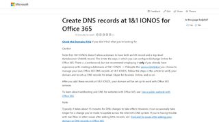
                            4. Create DNS records at 1&1 IONOS for Office 365 | Microsoft ...