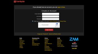 
                            9. Create Fanbyte Account :: ZAM