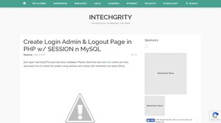 
                            3. Create Login Admin & Logout Page in PHP w ... - InTechgrity