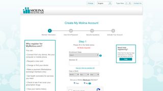 
                            9. Create My Molina Account - member.molinahealthcare.com