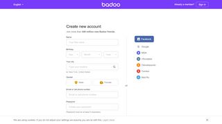 
                            4. Create new account - Badoo