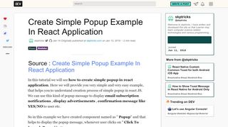 
                            5. Create Simple Popup Example In React Application - DEV Community ...