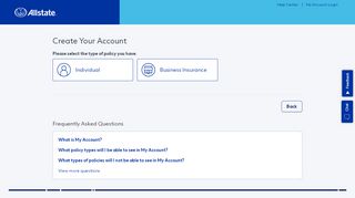 
                            5. Create Your Account - Allstate