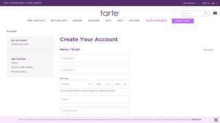 
                            2. Create Your Account - Tarte Cosmetics