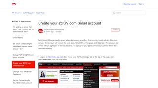 
                            2. Create your @KW.com Gmail account – KW Answers