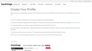 
                            4. Create Your Casting Profile - Backstage