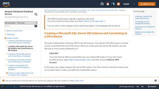 
                            5. Creating a Microsoft SQL Server DB Instance and Connecting ...