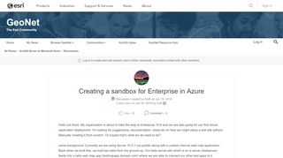 
                            6. Creating a sandbox for Enterprise in Azure | GeoNet, The Esri ...