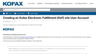 
                            6. Creating an Kofax Electronic Fulfillment (KeF) site User Account