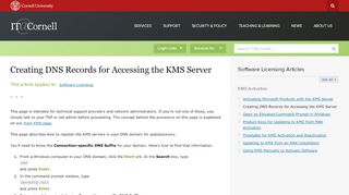 
                            6. Creating DNS Records for Accessing the KMS Server | IT@Cornell