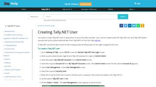 
                            4. Creating Tally.NET User - TallyHelp - Tally Solutions
