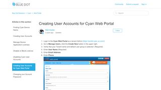 
                            7. Creating User Accounts for Cyan Web Portal – Blue Dot Solutions