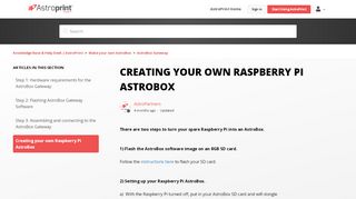 
                            3. Creating your own Raspberry Pi AstroBox - Zendesk