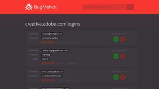 
                            9. creative.adobe.com passwords - BugMeNot