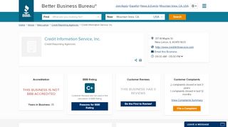 
                            5. Credit Information Service, Inc. | Better Business Bureau® Profile