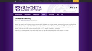 
                            3. Credit Refund Policy - Ouachita Baptist University | Christian ...