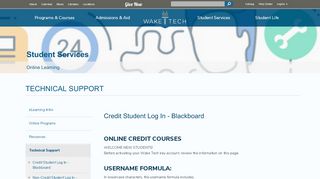 
                            4. Credit Student Log In - Blackboard - Wake Tech