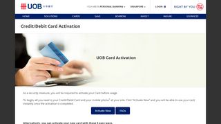 
                            9. Credit/Debit Card Activation - UOB