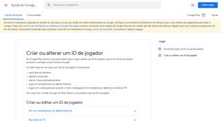 
                            2. Criar ou alterar um ID de jogador - Ajuda do Google Play