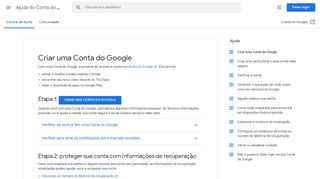 
                            2. Criar uma Conta do Google - Ajuda do Conta do Google