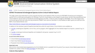 
                            5. Critical Habitat Report - ECOS