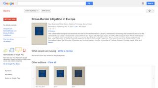 
                            7. Cross-Border Litigation in Europe