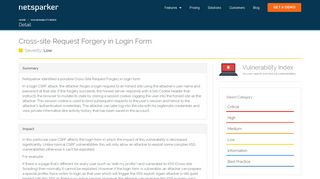 
                            7. Cross-Site Request Forgery (CSRF) Found in Login Form | Netsparker