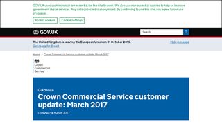 
                            6. Crown Commercial Service customer update: March 2017 - GOV.UK